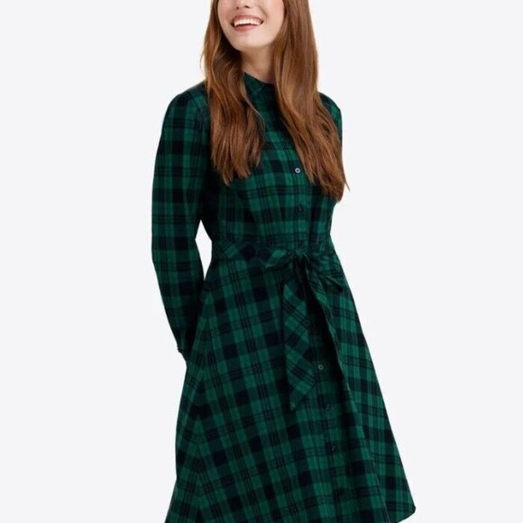 Draper James Dress Tartan Plaid Carly Shirt Collar Belt Long Sleeve - Picture 2 of 6